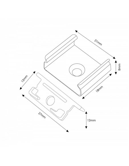 Pack 2 tapones y 2 grapas para perfil LM3755 (kit de fijación)