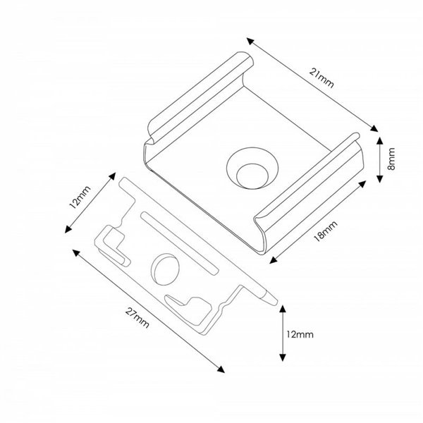 Pack 2 tapones y 2 grapas para perfil LM3755 (kit de fijación)