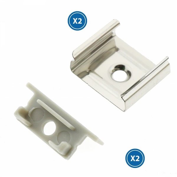 Pack 2 tapones y 2 grapas para perfil LM3755 (kit de fijación)