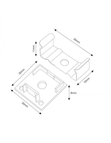 Pack 2 tapones y 2 grapas para perfil LM3751 (repuesto de montaje)