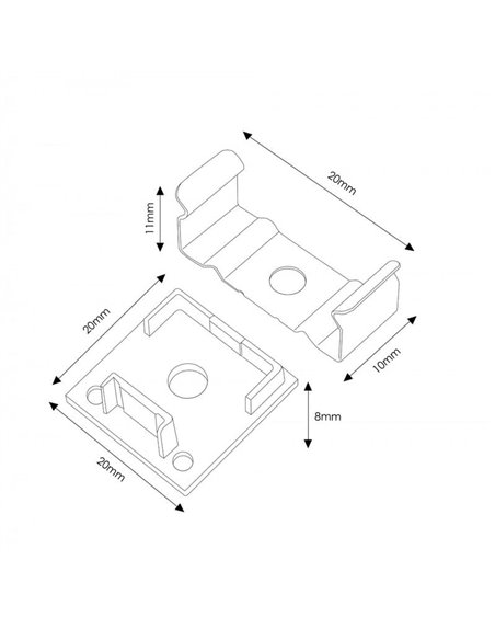 Pacote com 2 buchas e 2 clipes para perfil LM3751 (peças de reposição para montagem)