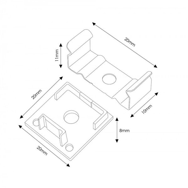 Pack 2 tapones y 2 grapas para perfil LM3751 (repuesto de montaje)