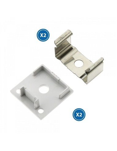 Pack 2 tapones y 2 grapas para perfil LM3751 (repuesto de montaje)