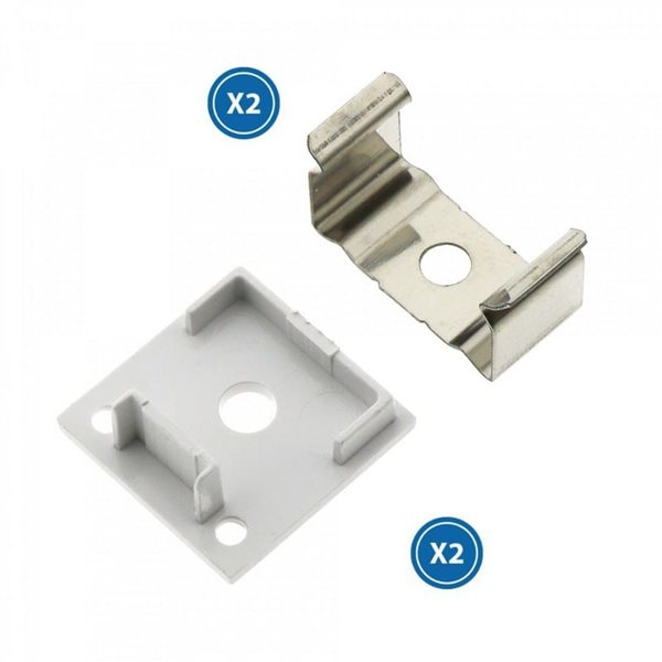 Pack 2 tapones y 2 grapas para perfil LM3751 (repuesto de montaje)