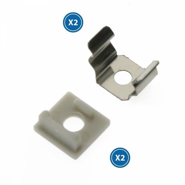 Pack 2 tapones y 2 grapas para perfil LM3743 (acabado profesional)