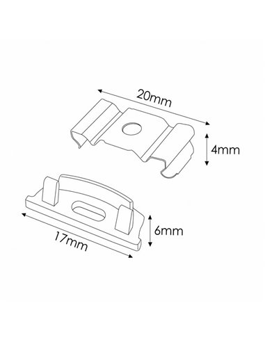 Pack 2 tapones y 2 grapas para perfil LM3737 (accesorios de montaje)