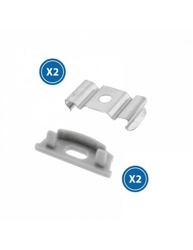 Pack 2 tapones y 2 grapas para perfil LM3737 (accesorios de montaje)