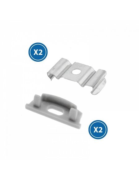 Pack 2 tapones y 2 grapas para perfil LM3737 (accesorios de montaje)