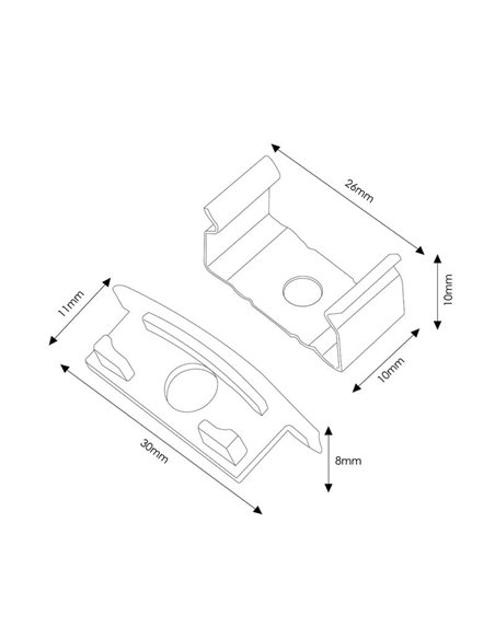 Lot de 2 bouchons et 2 clips pour profilé LM3731 (kit de montage)