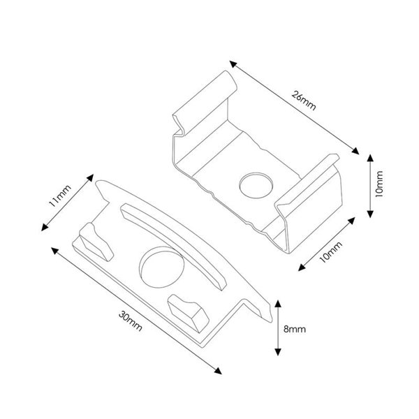 Lot de 2 bouchons et 2 clips pour profilé LM3731 (kit de montage)