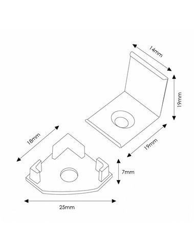 Pack 2 tapones y 2 grapas para perfil LM3717 (accesorios de montaje)