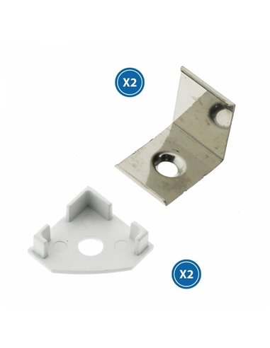 Pack 2 tapones y 2 grapas para perfil LM3717 (accesorios de montaje)