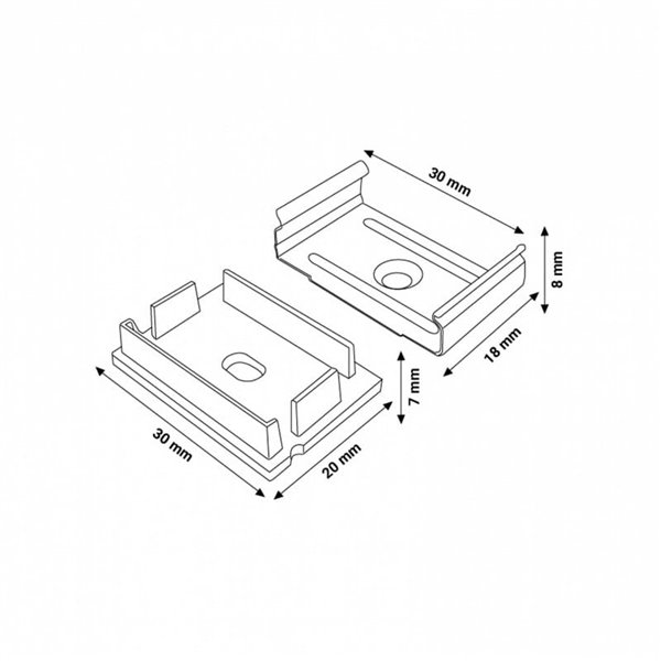 Lot de 2 bouchons et 2 clips pour profil LM3779 (finition propre)