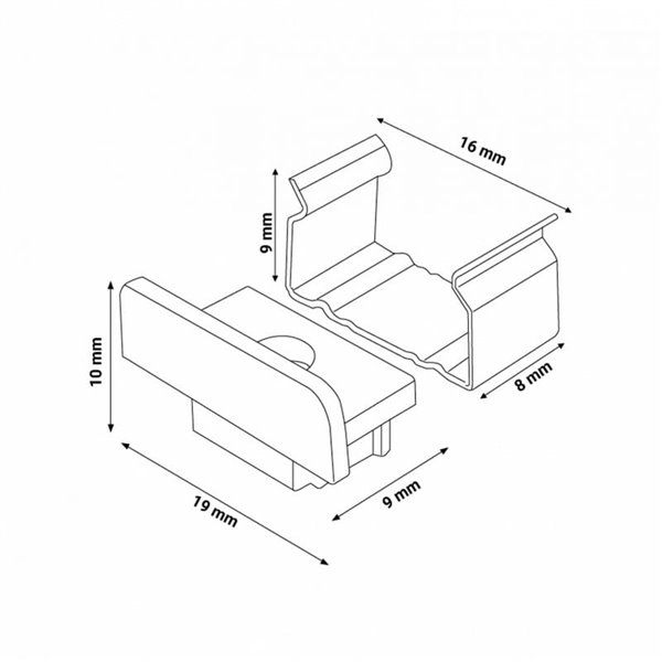Lot de 2 bouchons et 2 clips pour profilé LM3703 (accessoires de montage)