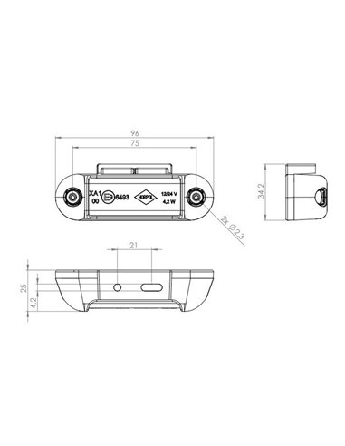 Luz de advertência LED LDO 2675, modo flash F, 12/24V XA1 R10 EMC âmbar