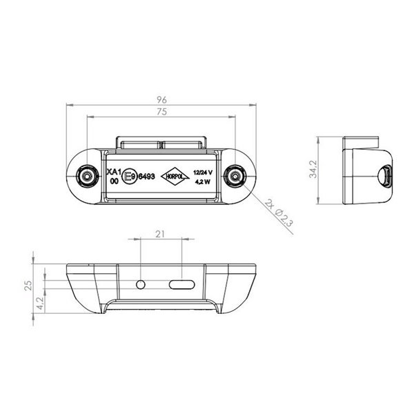 Luz de advertência LED LDO 2675, modo flash F, 12/24V XA1 R10 EMC âmbar
