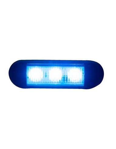 Luz de advertência LED LDO 2676, modo flash F, 12/24V, XB1 R10 EMC, azul