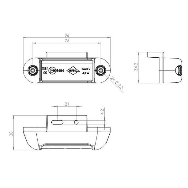 Voyant d'avertissement LED LDO 2676, mode clignotant F, 12/24 V, CEM XB1 R10, bleu