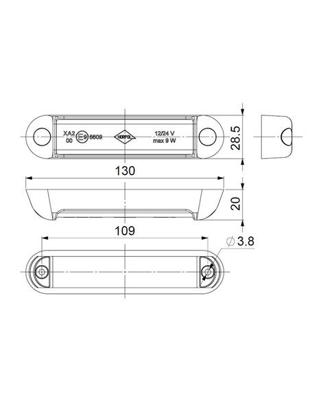Luz de advertencia LED LDO 2780 12/24V dia/noche XA2, modo F-flash R10 EMC Ámbar