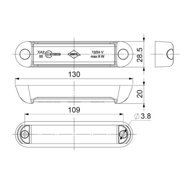 Luz de advertencia LED LDO 2780 12/24V dia/noche XA2, modo F-flash R10 EMC Ámbar