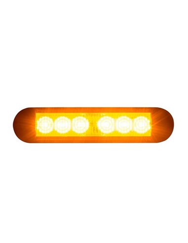 Luz de advertencia LED LDO 2782 12/24V XA2, modo F-flash y dia/noche R10 EMC Ámbar