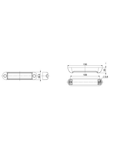 Luz de advertencia LED LDO 2782 12/24V XA2, modo F-flash y dia/noche R10 EMC Ámbar