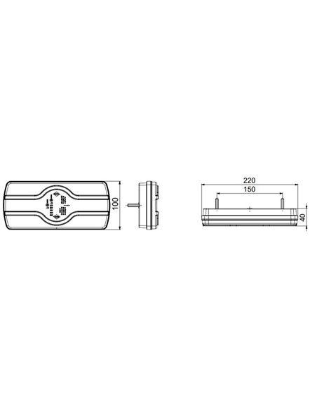 Piloto trasero combinado LZD 2540 6 funciones, sin mano, luz matrícula lateral, R4-R6-R7-R23-R38 12/24V IP68