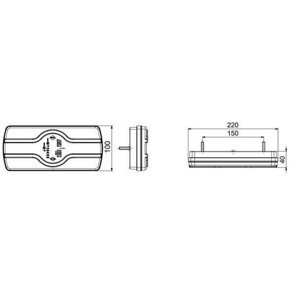 Piloto trasero combinado LZD 2540 6 funciones, sin mano, luz matrícula lateral, R4-R6-R7-R23-R38 12/24V IP68