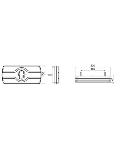 Piloto trasero LZD 2541-2542 6 funciones, luz matrícula inferior R4-R6-R7-R23-R38 12/24V IP68