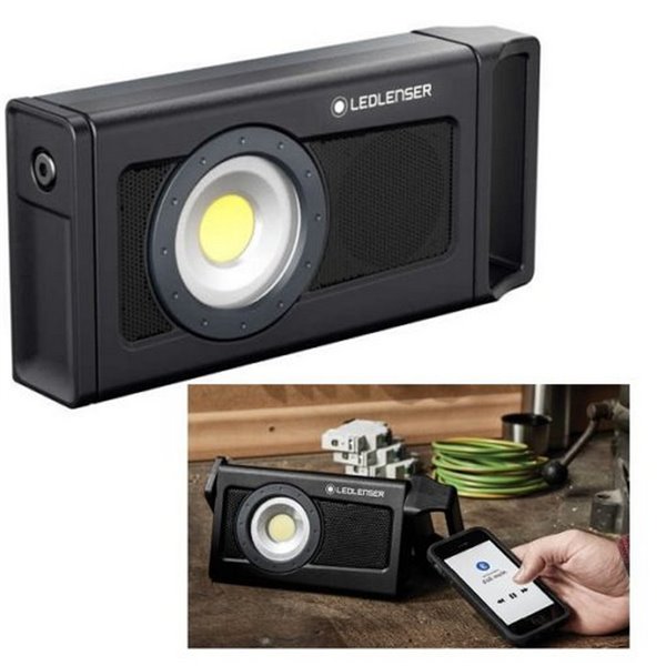 Luz de trabalho LED recarregável iF4R Music de 2500 lm com alto-falante Bluetooth