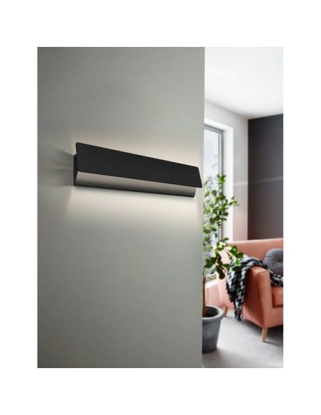 Lámpara de pared LED rectangular moderno negro ZUBIALDE, 12W 3000K 1550Lm
