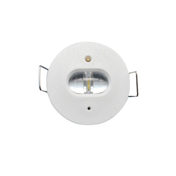 Luz de evacuación LED permanente K-MINI, empotrable Ø40mm, 195Lm, 5000K, 2 horas de autonomía, luminaria estructural