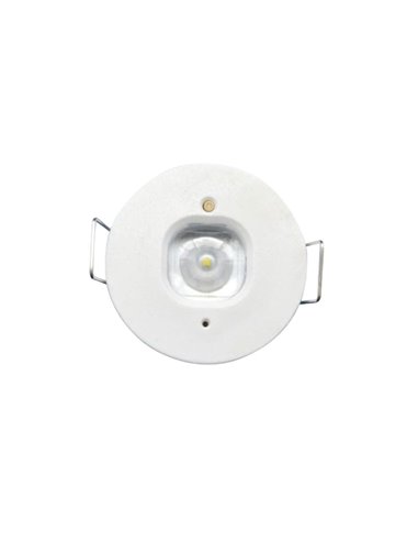 Luminária de pânico permanente LED embutida, K-MINI branca Ø40mm, 182Lm, 5000K, autonomia de 2h, luminária estrutural