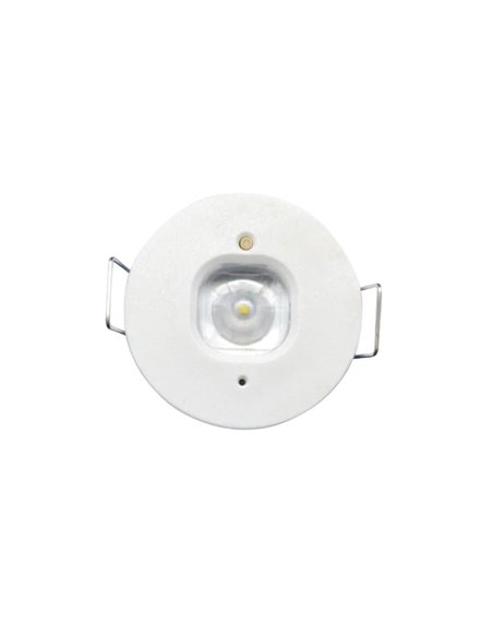 Luz antipánico permanente LED empotrada, K-MINI blanco Ø40mm, 182Lm, 5000K, 2h de autonomía, luminaria estructural