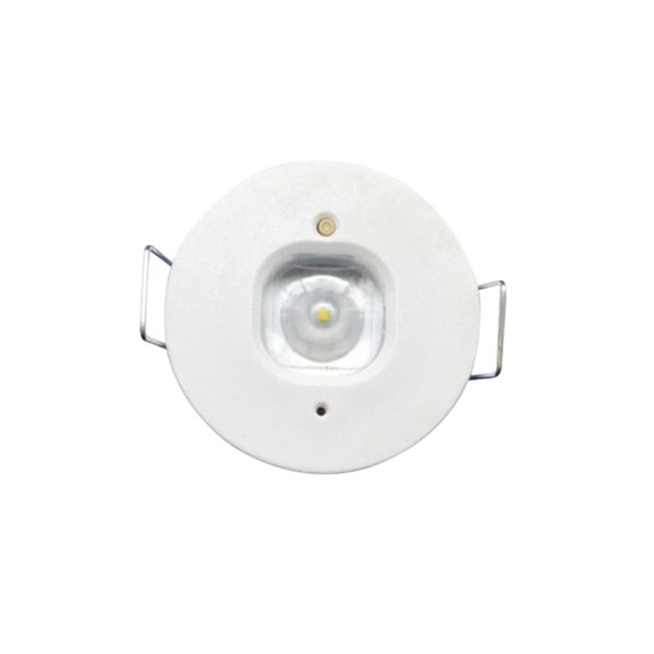 Luz antipánico permanente LED empotrada, K-MINI blanco Ø40mm, 182Lm, 5000K, 2h de autonomía, luminaria estructural
