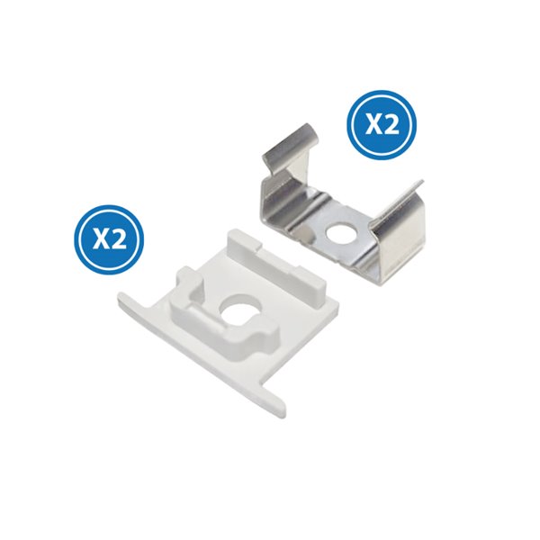 Pack 2 tapones y 2 grapas para perfil LM3711 (accesorios de montaje)