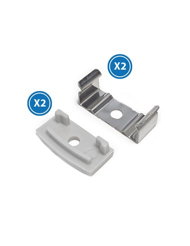 Pack 2 tapones y 2 grapas para perfil LM3729 (remate y fijación)