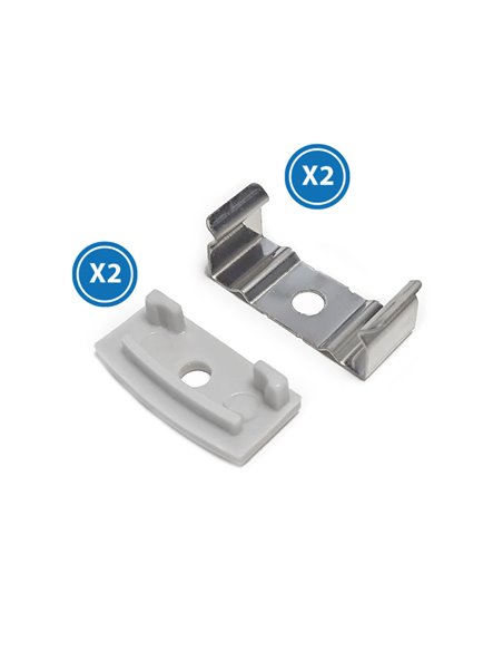 Conjunto com 2 buchas e 2 clipes para perfil LM3729 (acabamento e fixação)