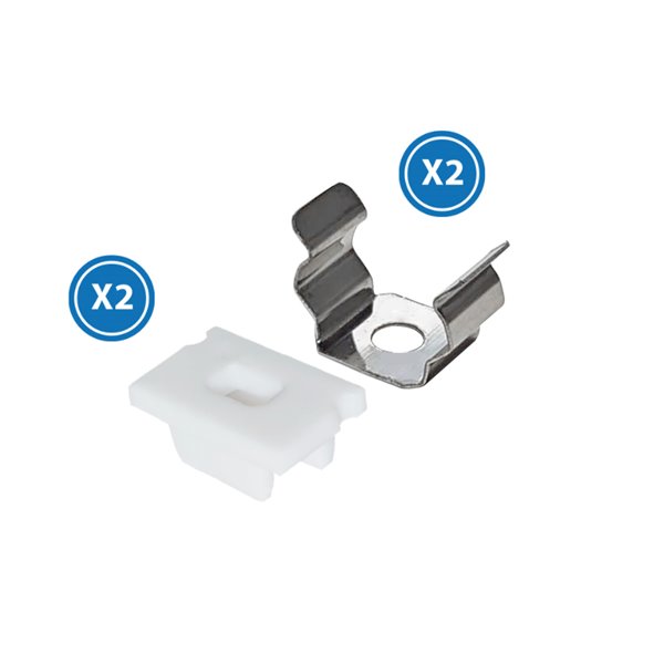 Pack 2 tapones y 2 grapas para perfil LM3733 (kit de montaje)