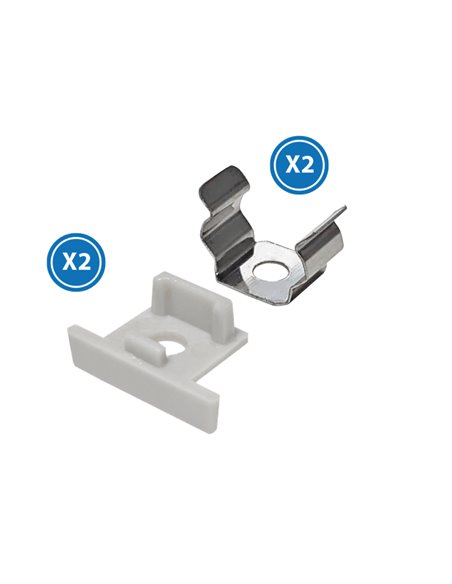 Pack 2 tapones y 2 grapas para perfil LM3745 (acabado profesional)