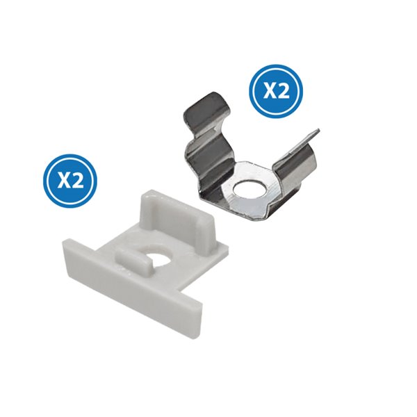 Pack 2 tapones y 2 grapas para perfil LM3745 (acabado profesional)