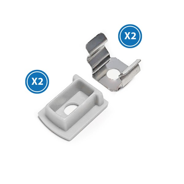 Pack 2 tapones y 2 grapas para perfil LM3747 (accesorios de montaje)