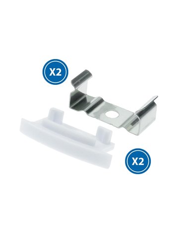 Pack 2 tapones y 2 grapas para perfil LM3718 (accesorios de montaje)