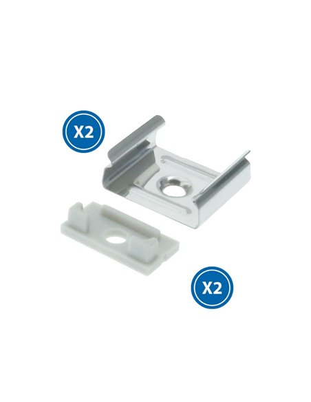 Pack 2 tapones y 2 grapas para perfil LM3753 (acabado profesional)