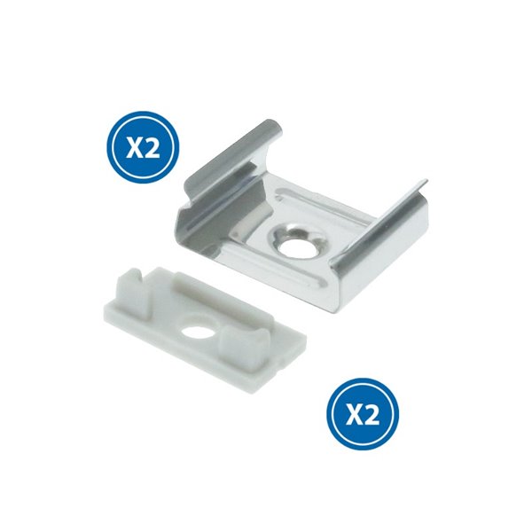 Pack 2 tapones y 2 grapas para perfil LM3753 (acabado profesional)