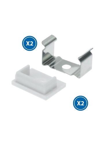 Pack 2 tapones y 2 grapas para perfil LM3727 (accesorios de montaje)
