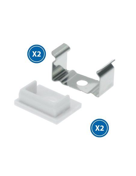 Pack 2 tapones y 2 grapas para perfil LM3727 (accesorios de montaje)