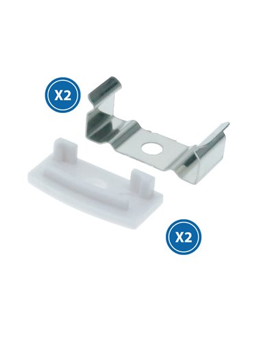 Conjunto com 2 buchas e 2 clipes para perfil LM3716 (acabamento e fixação)