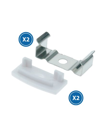 Lot de 2 bouchons et 2 clips pour profilé LM3716 (finition et fixation)