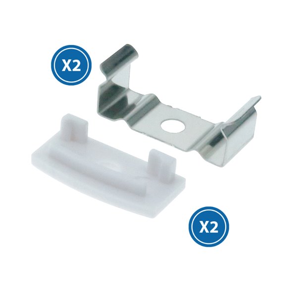 Lot de 2 bouchons et 2 clips pour profilé LM3716 (finition et fixation)